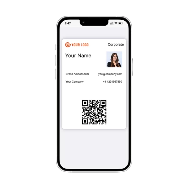 QR cod and personal profile in a phone