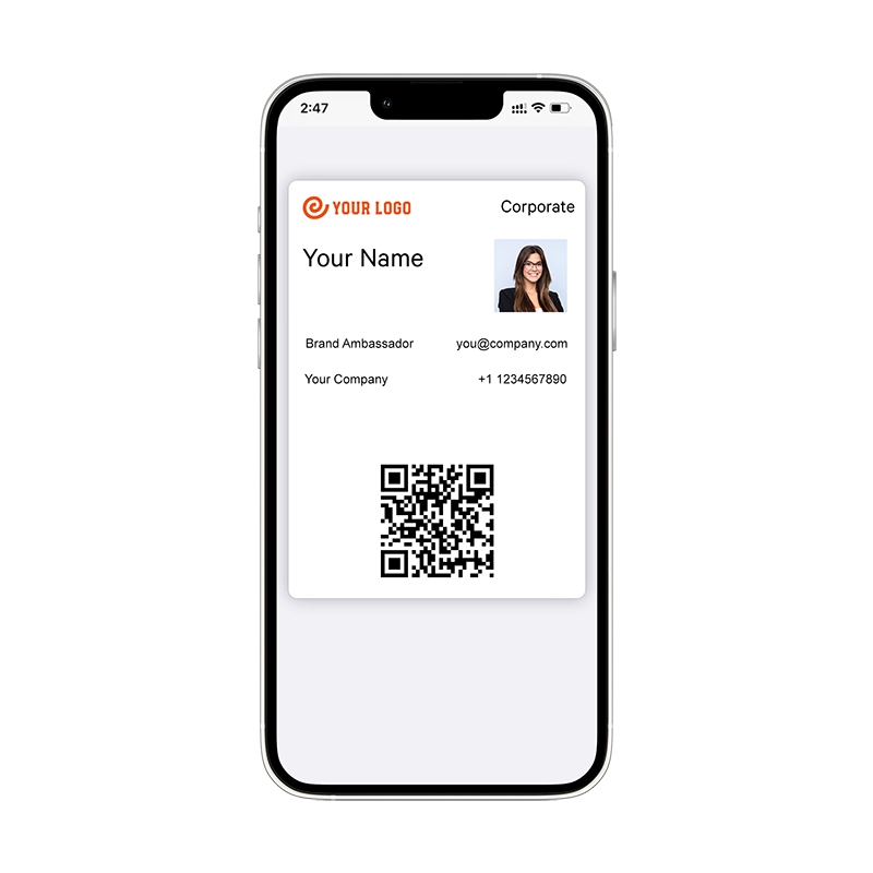 QR cod and personal profile in a phone